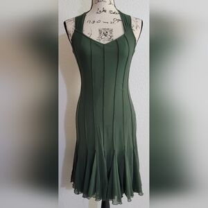 Elana Kattan Fit & Flare Green Cocktail Holiday Party Dress Fairy Whimsigoth